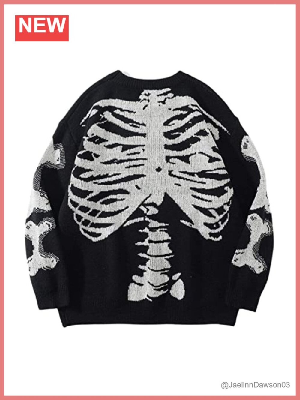 Skeleton Sweater Crew Neck Oversized Long Sleeve Y2k Pullover Skull Halloween